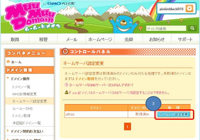 �Ǝ��h���C���Ƀl�[���T�[�o�[����ݒ肷����@�摜01